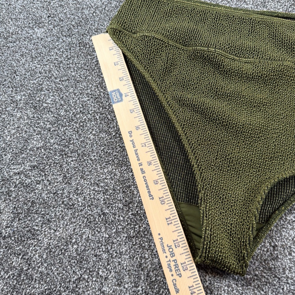 Beach Riot Free People Bikini Set XL Olive Green Metallic Tie Front High Waist - Picture 7 of 12